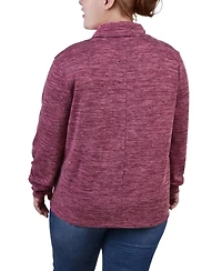 Ny Collection Plus Long Sleeve Overlapping Cowl Neck Top