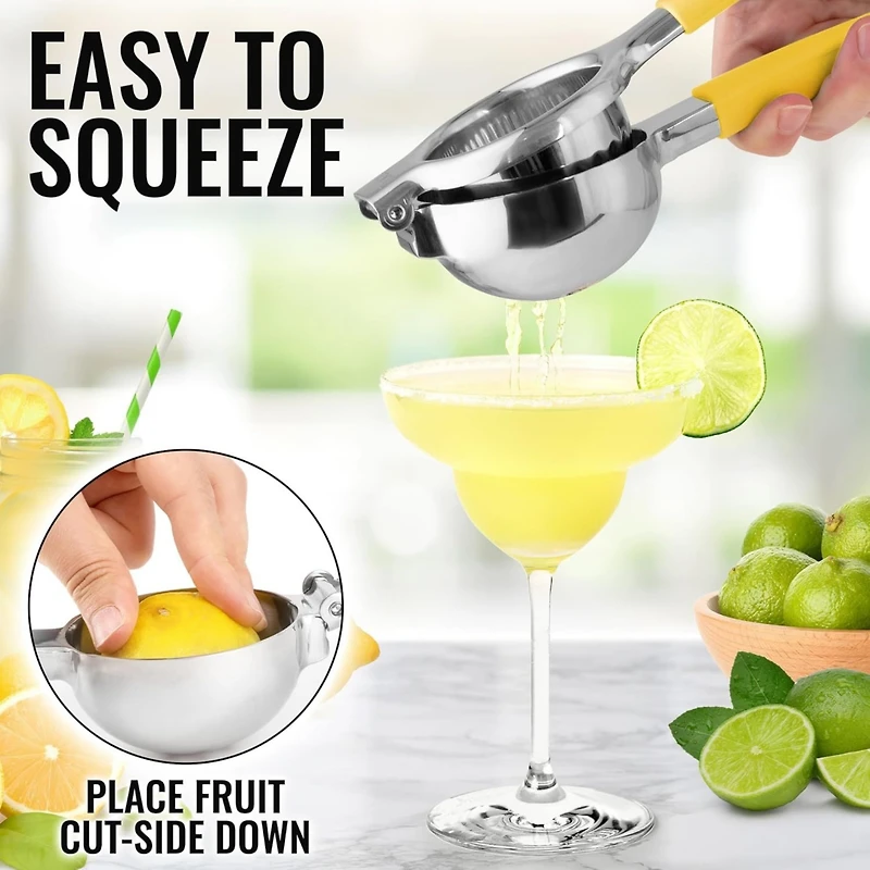 Lemon Squeezer Stainless Steel with Premium Heavy Duty Solid Metal Squeezer Bowl