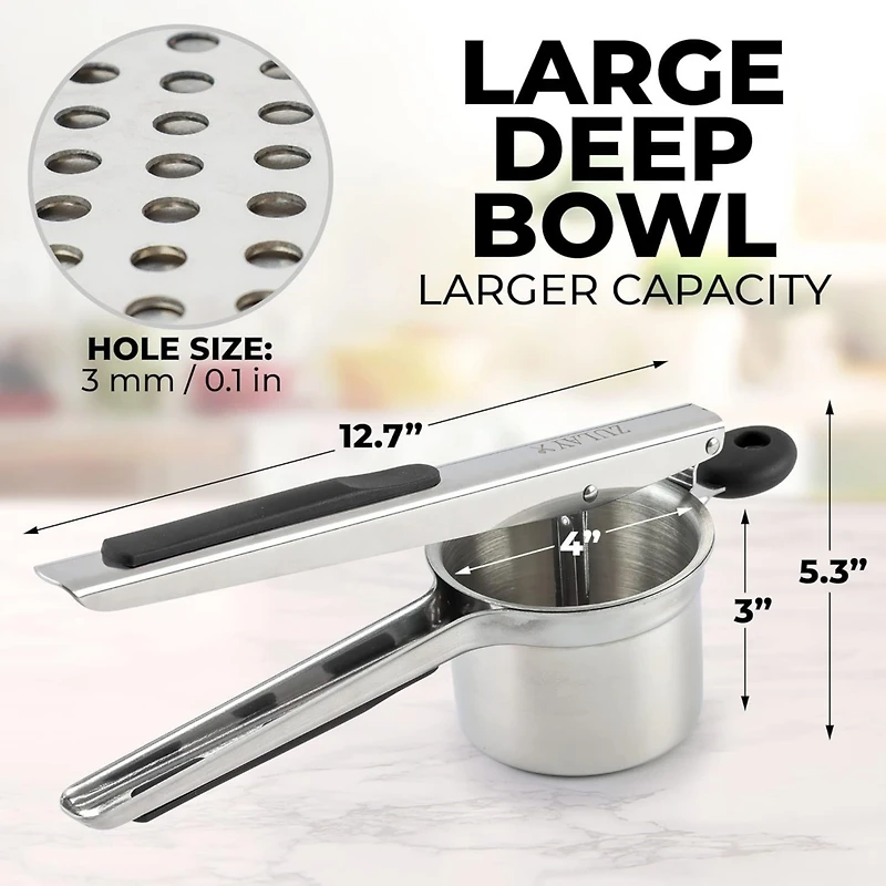 Heavy Duty Stainless Steel Large Potato Ricer with Non Slip Handle
