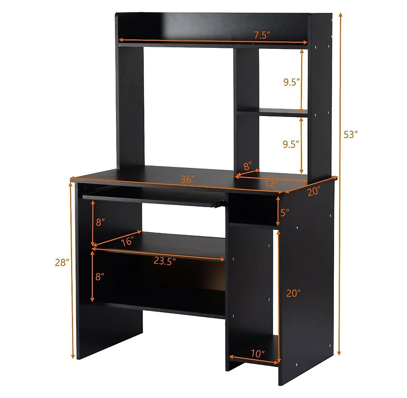 Computer Desk Pc Laptop Study Table Bookcase Workstation Shelves
