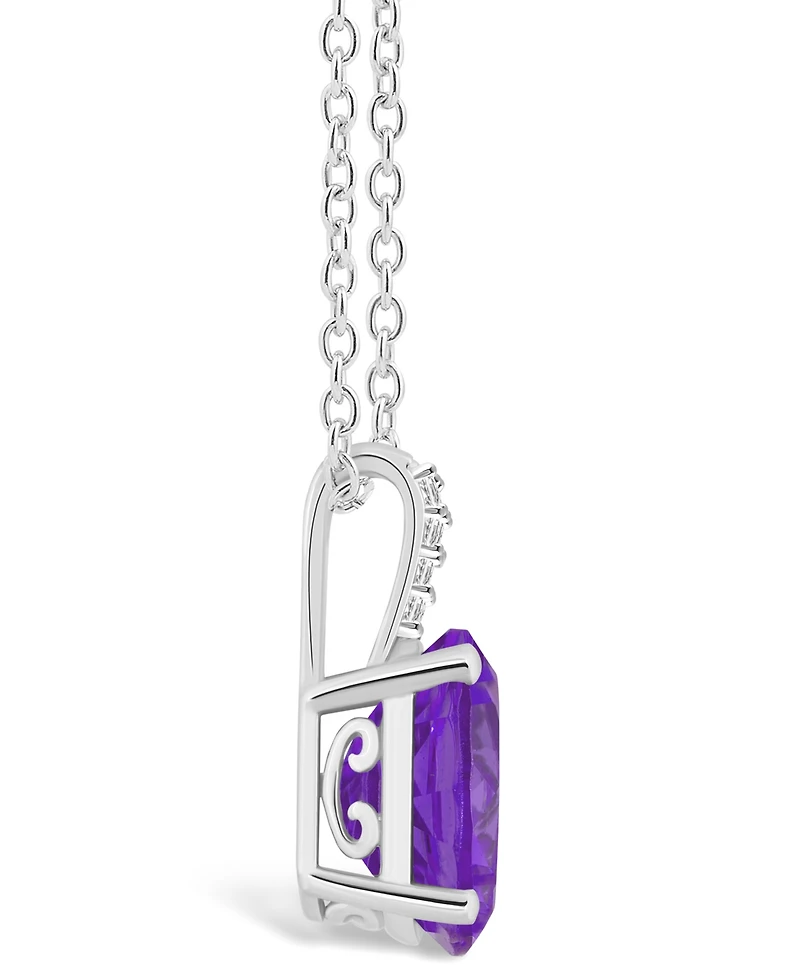 Macy's Women's Amethyst (2-1/2 ct.t.w.) and Diamond Accent Pendant Necklace in Sterling Silver