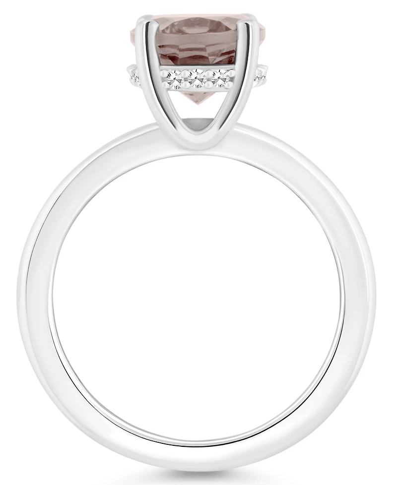 Macy's Women's Rose Quartz (2-1/2 ct.t.w.) and Diamond Accent Ring Sterling Silver