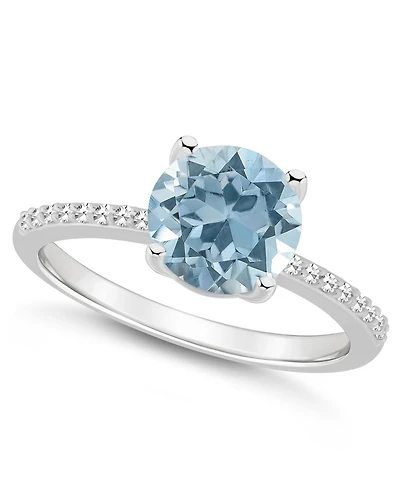 Macy's Women's Sky Blue Topaz (-/5 ct.t.w.) and Diamond (1/10 Ring Sterling Silver
