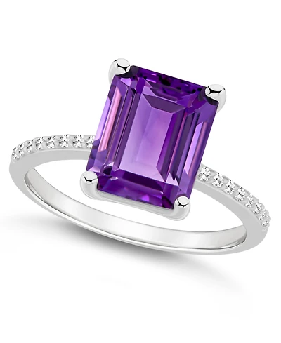 Macy's Women's Amethyst (3-1/6 ct.t.w.) and Diamond (1/10 Ring Sterling Silver