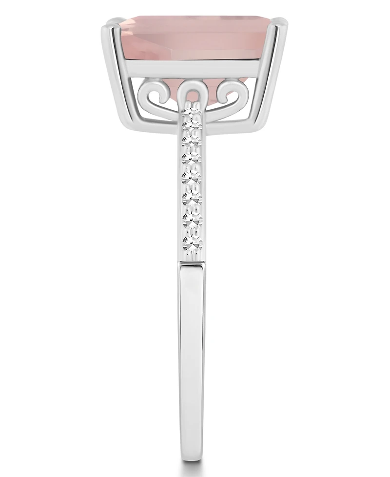 Macy's Women's Rose Quartz (3-1/6 ct.t.w.) and Diamond (1/10 Ring Sterling Silver