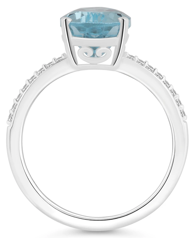 Macy's Women's Sky Blue Topaz (3-2/3 ct.t.w.) and Diamond (1/10 Ring Sterling Silver