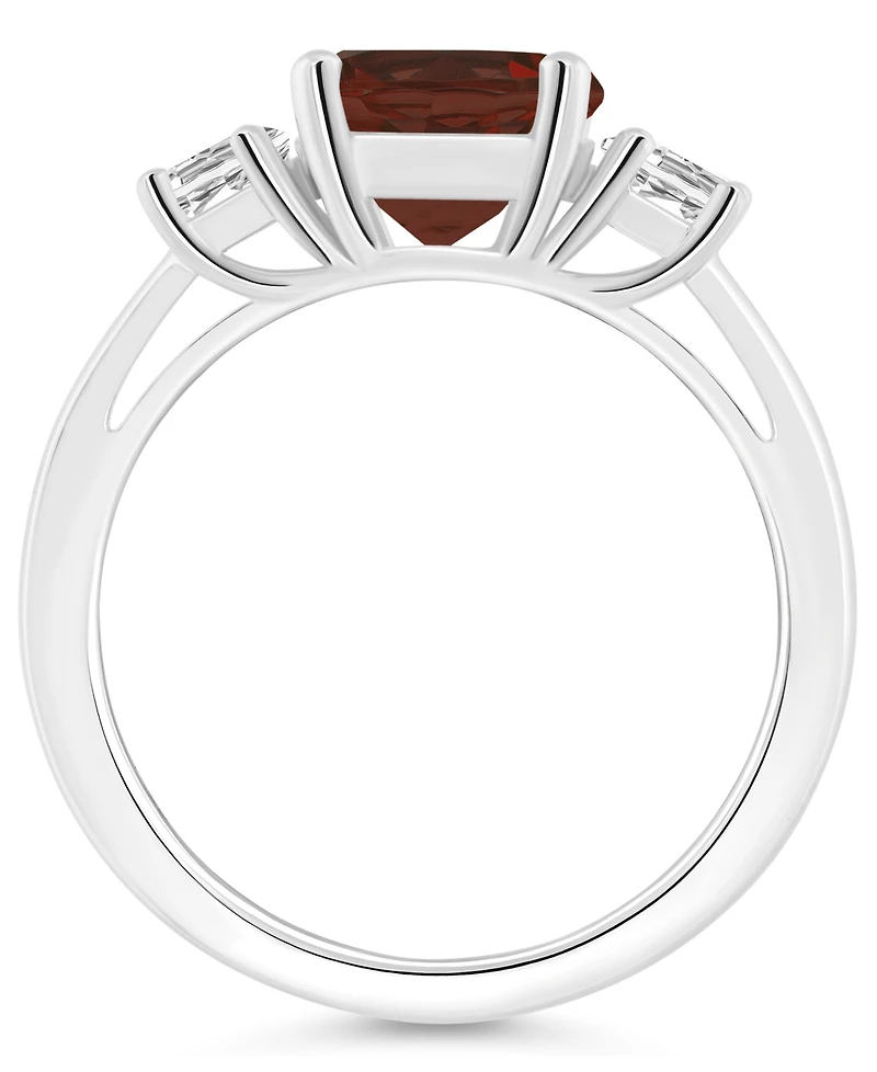 Macy's Women's Garnet (2-1/2 ct.t.w.) and White Topaz (2/3 3-Stone Ring Sterling Silver