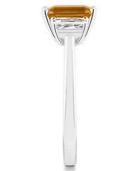 Macy's Women's Citrine (1-3/5 ct.t.w.) and White Topaz (3/4 3-Stone Ring Sterling Silver