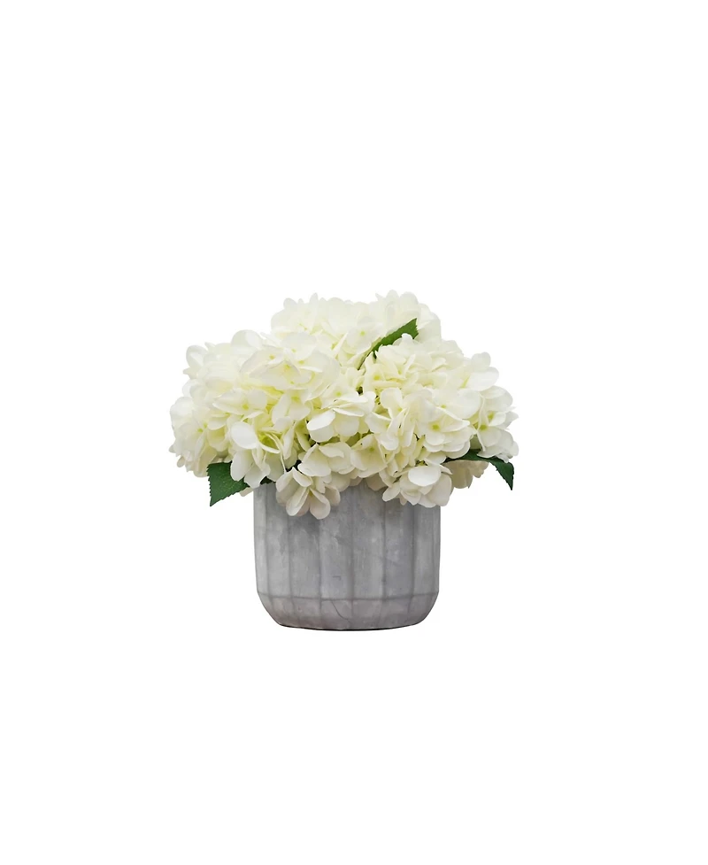 Desktop Artificial Hydrangea in Cement, 12"