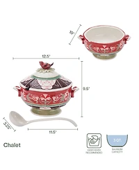 Fitz and Floyd Chalet Soup Tureen with Ladle, Set of 2