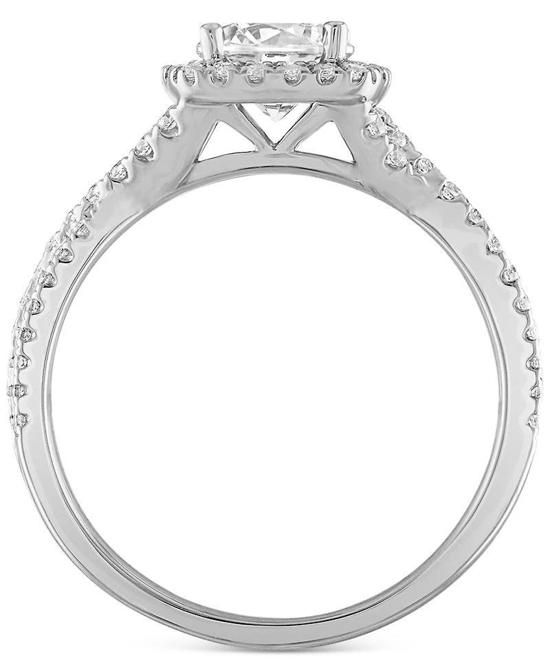 Alethea Certified Diamond Halo Engagement Ring (1-1/3 ct. t.w.) in 14k White Gold featuring diamonds with the De Beers Code of Origin, Created for Mac