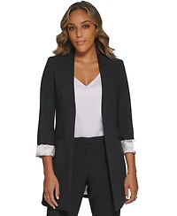 Calvin Klein Women's Roll Sleeve Open Front Blazer, Regular and Petite