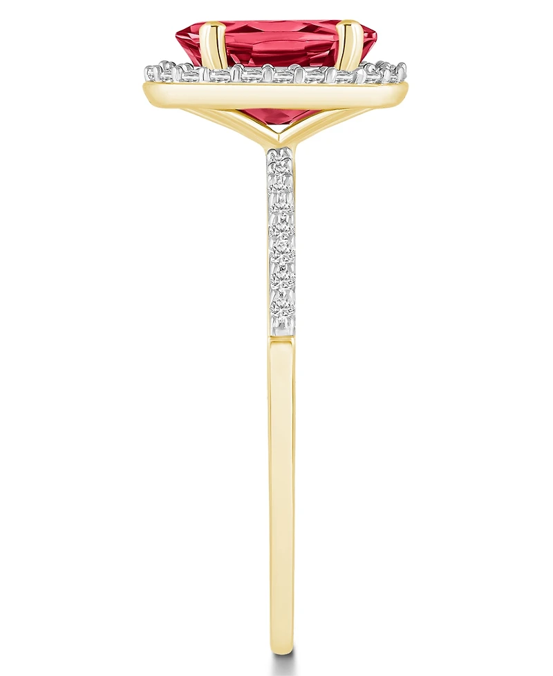 Macy's Lab Grown Ruby (1-1/4 ct. t.w.) and Sapphire (1/5 Halo Ring 10K Yellow Gold