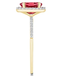 Macy's Lab Grown Ruby (1-1/4 ct. t.w.) and Sapphire (1/5 Halo Ring 10K Yellow Gold