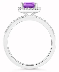 Amethyst (1-3/5 ct. t.w.) and Lab-Grown Sapphire (1/4 Halo Ring 10K White Gold