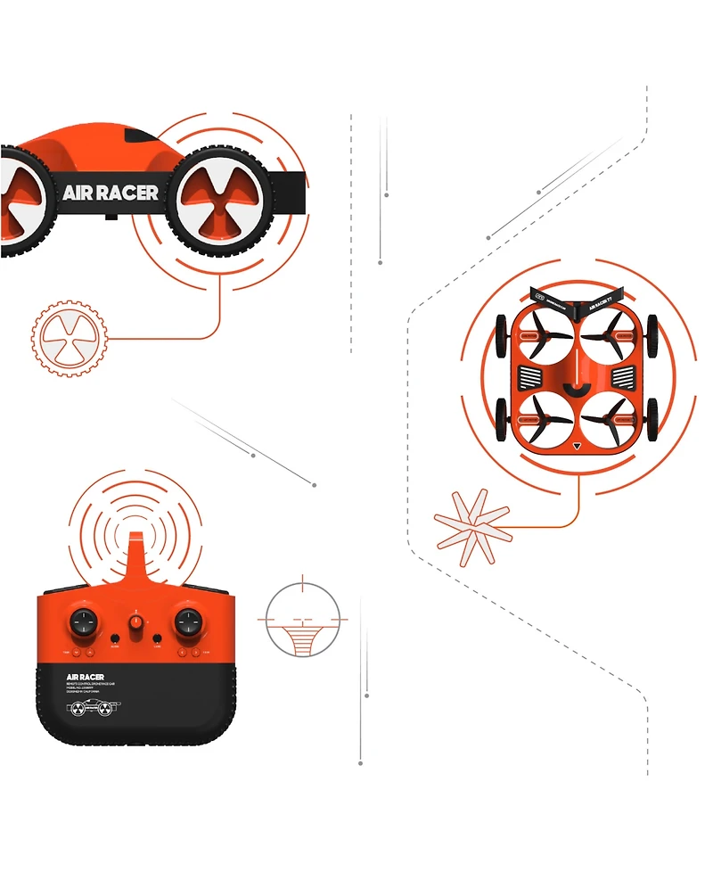 Sharper Image Toy Rc Drone Air Racer Dual Function Vehicle Set, 7 Piece