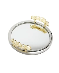 Classic Touch Mirror Tray Border Leaf Design on Handle 12" x 2"