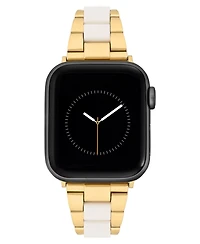 Anne Klein Women's Gold-Tone and White Tide Plastic Bracelet designed for Apple Watch 42mm (Series 10) & 38/40/41mm