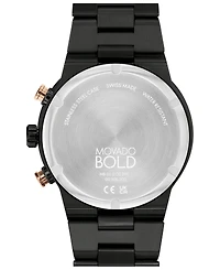 Movado Men's Bold Fusion Swiss Quartz Chronograph Ionic Plated Black Steel Bracelet Watch 44mm