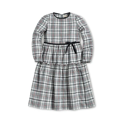 Hope & Henry Baby Girls Long Sleeve Tiered Flannel Dress