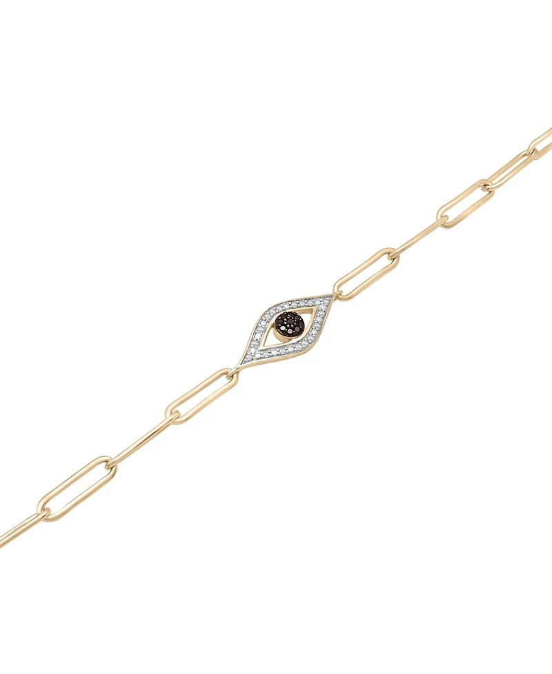 Black Diamond (1/20 ct. t.w.) & White Diamond (1/10 ct. t.w.) Evil Eye Paperclip Link Bracelet