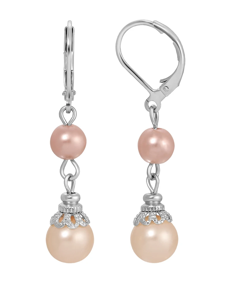 2028 Multi Color Imitation Pearl Leverback Earrings