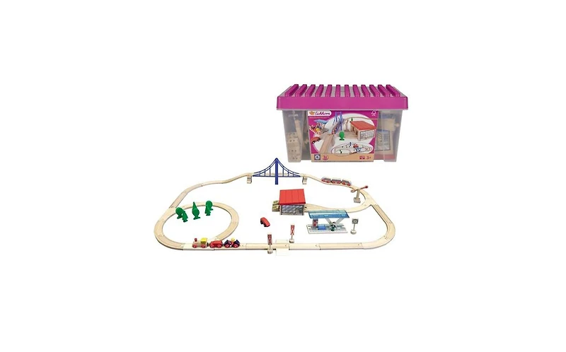 Simba Toys Eichhorn Large Wooden Train Play Set, 58 Piece