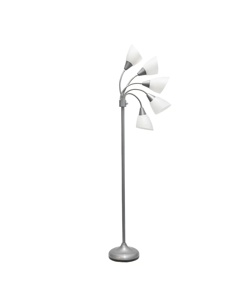 Simple Designs 5 Light Adjustable Gooseneck Floor Lamp with Shades