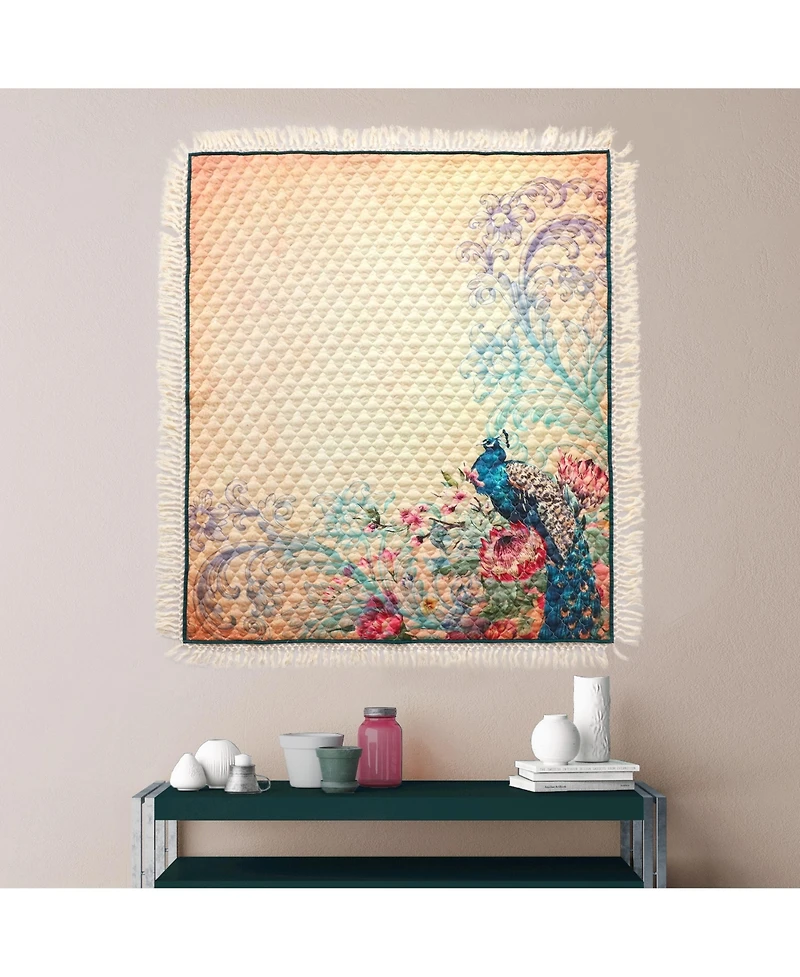Greenland Home Fashions Eden Peacock Fringed Throw, 50" x 60"