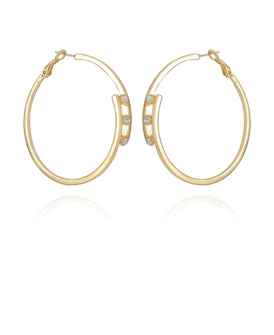 Vince Camuto 14K Gold-Plated and Crystal 3 Stone Hoop Earring