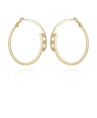 Vince Camuto 14K Gold-Plated and Crystal 3 Stone Hoop Earring