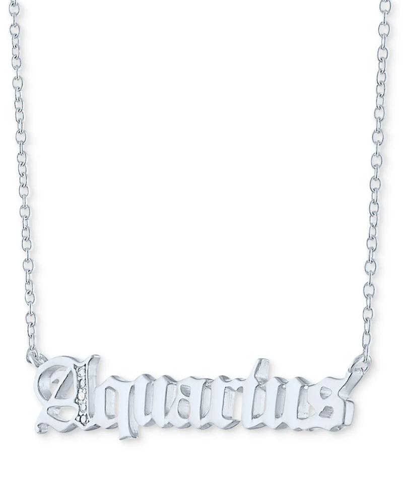 Diamond Accent Zodiac Name 18" Pendant Necklace Sterling Silver or 14k Gold-Plated