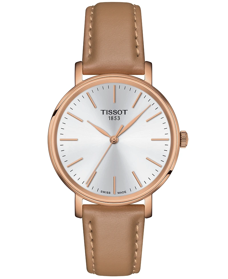Tissot Women's Swiss Everytime Beige Leather Strap Watch 34mm