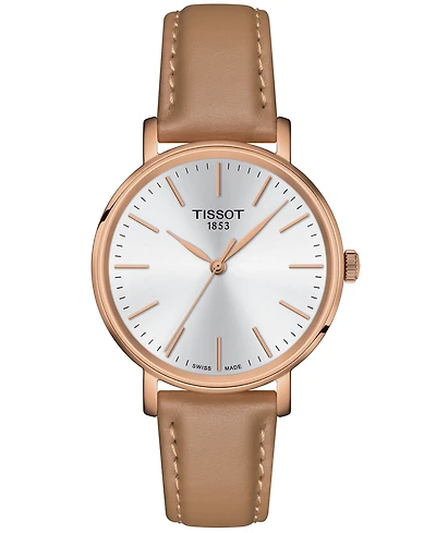 Tissot Women's Swiss Everytime Beige Leather Strap Watch 34mm