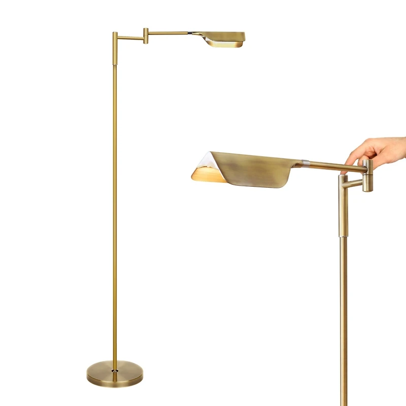 Leaf Modern Pharmacy Reading Led Floor Lamp with Adjustable Neck (53")