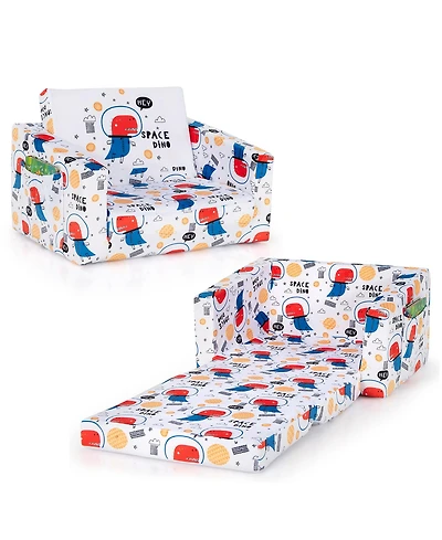 2-in-1 Convertible Kids Sofa to Lounger Flip-Out Chair