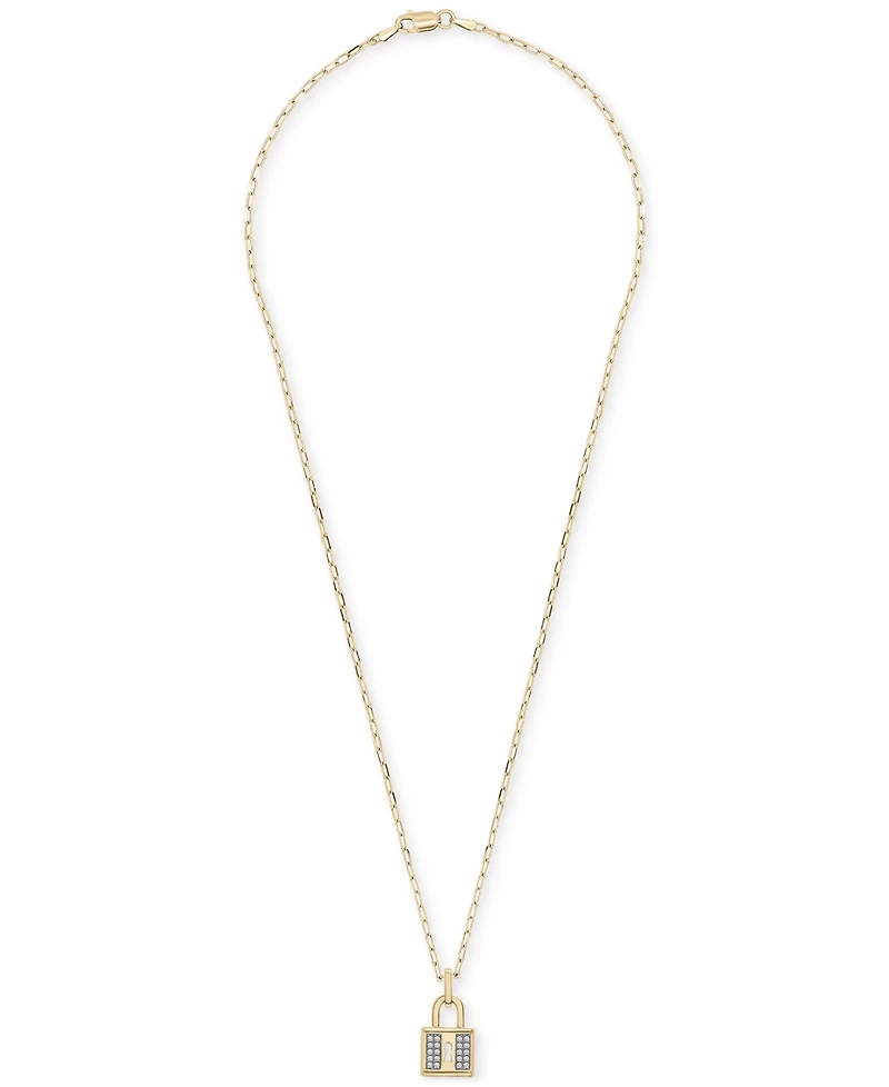 Wrapped Diamond Padlock 18" Pendant Necklace (1/6 ct. t.w.) in 14k Gold-Plated Sterling Silver, Created for Macy's