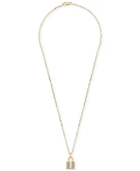 Wrapped Diamond Padlock 18" Pendant Necklace (1/6 ct. t.w.) in 14k Gold-Plated Sterling Silver, Created for Macy's