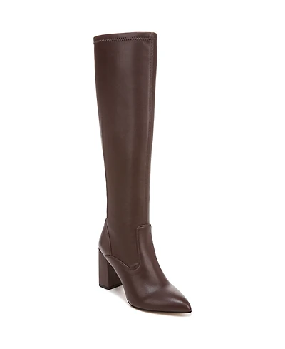 Franco Sarto Women's Katherine Wide Calf Block Heel Pointed Toe Knee High Boots