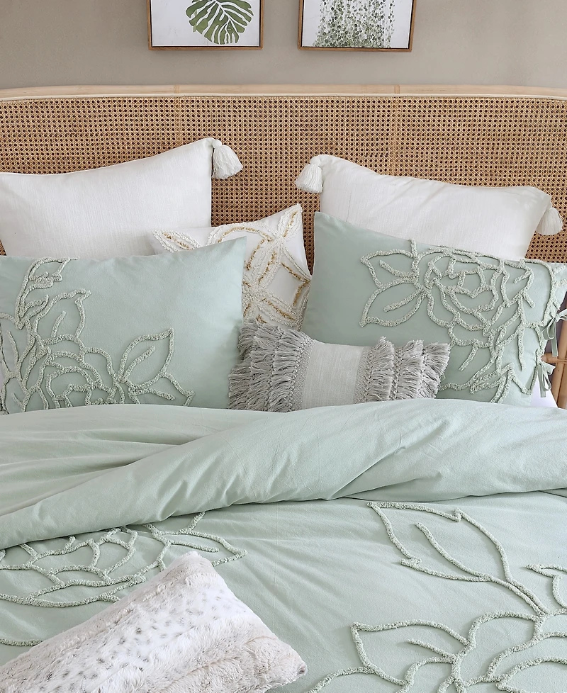 Peri Home Chenille Rose Green 3 Piece Comforter Set, King