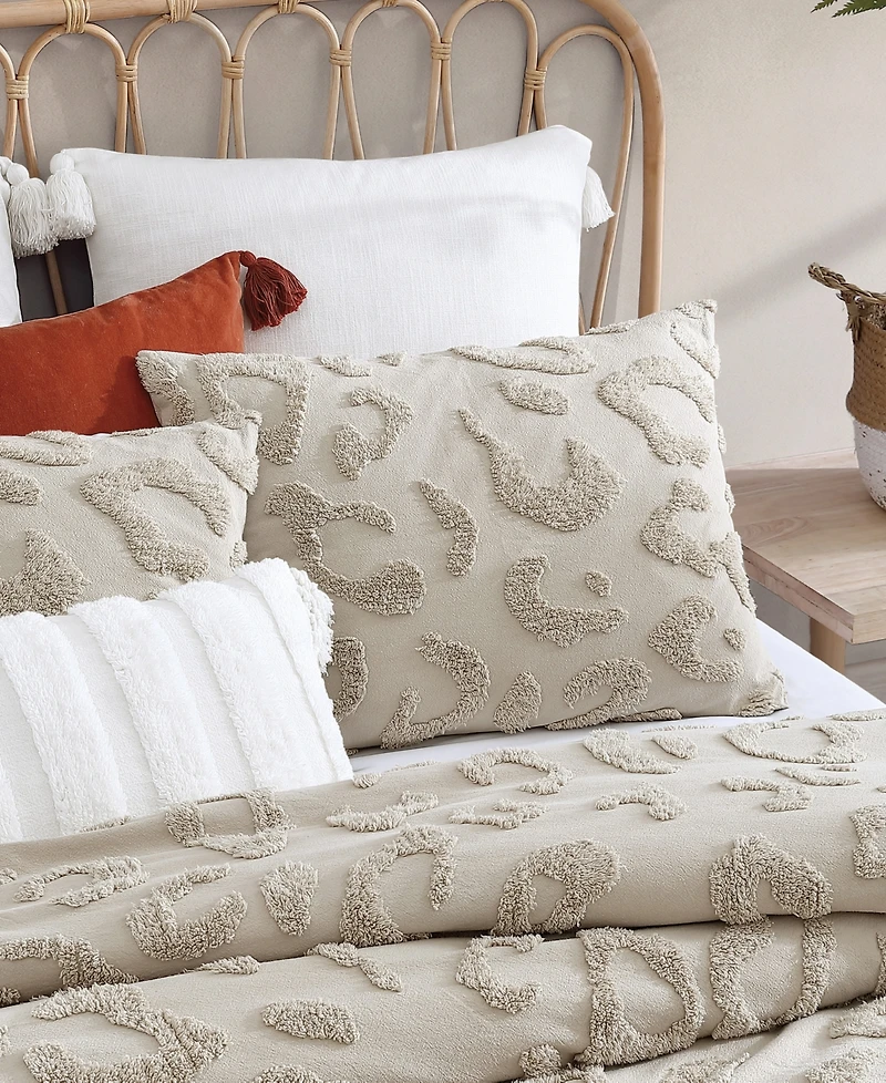 Peri Home Chenille Leopard Linen 3 Piece Comforter Set, Full/Queen