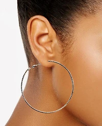 Guess Silver-Tone 6-Pc. Set Mixed Crystal Stud & Textured Hoop Earrings