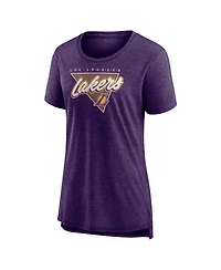 Women's Fanatics Heathered Purple Los Angeles Lakers True Classics Tri-Blend T-shirt