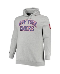 Men's Mitchell & Ness Patrick Ewing Heathered Gray New York Knicks Big and Tall Name and Number Pullover Hoodie