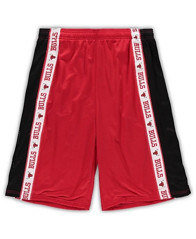 Men's Fanatics Red and Black Chicago Bulls Big and Tall Tape Mesh Shorts