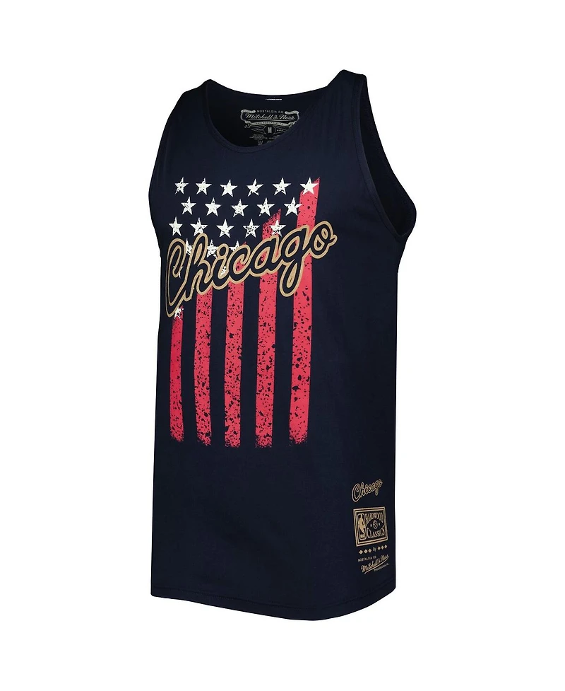 Men's Mitchell & Ness Navy Chicago Bulls Hardwood Classics Americana Stars and Stripes Tank Top