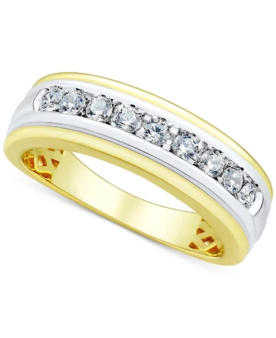Grown With Love Men's Lab Diamond Band (1/2 ct. t.w.) 10k Two-Tone Gold