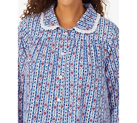 Lanz of Salzburg Cotton Lace-Trim Flannel Nightgown