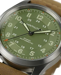 Hamilton Men's Swiss Automatic Khaki Field Brown Leather Strap Watch 38mm