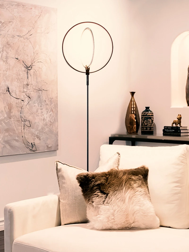 Eclipse 79" Led Torchiere Floor Lamp with Adjustable Rings
